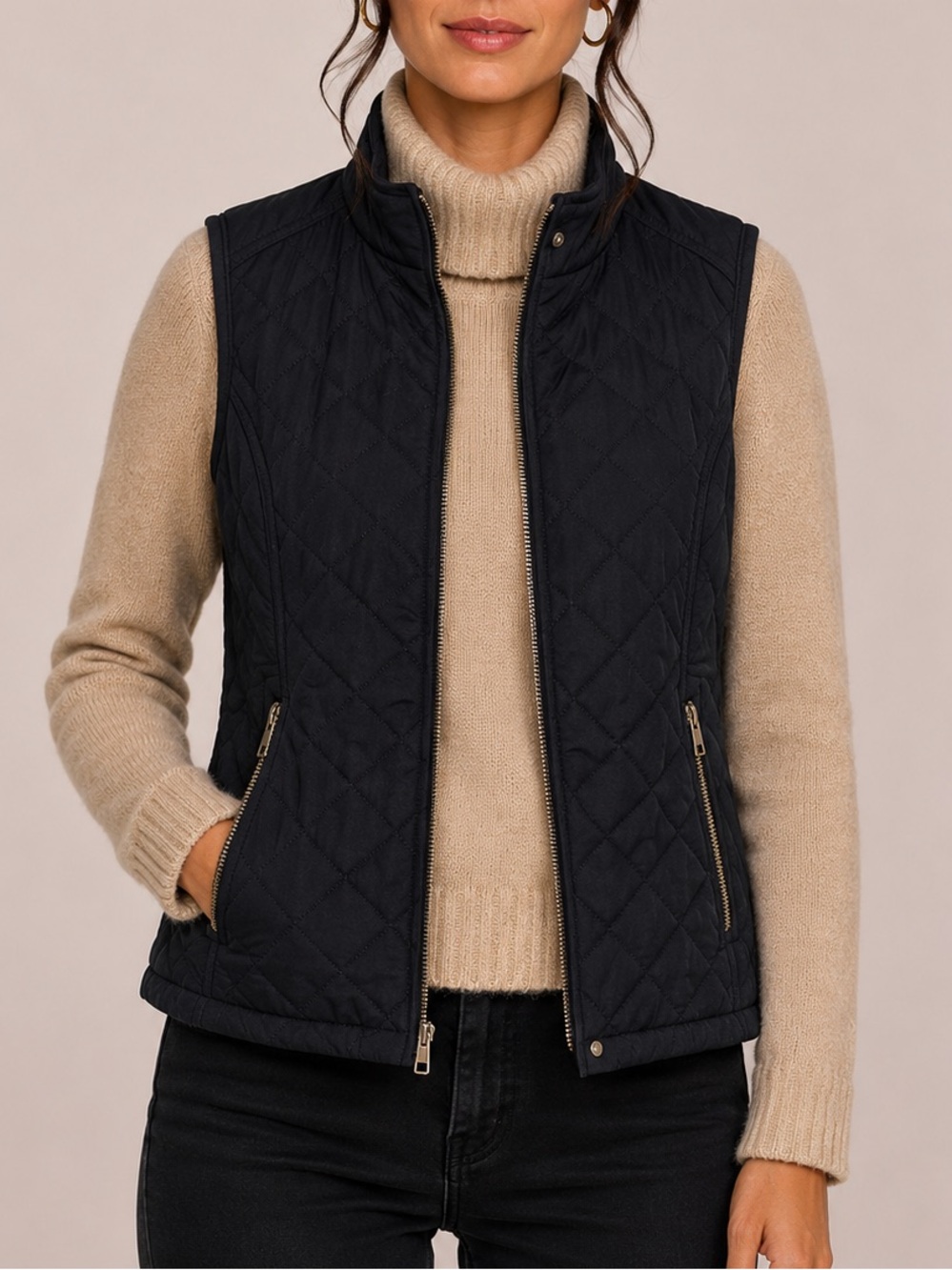 Zara navy blue Quilted Vest